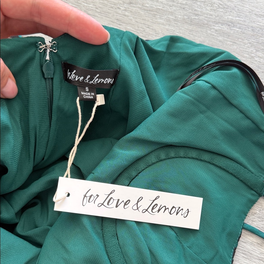 For Love And Lemons Green Leopard Mini Dress - Picture 3 of 4